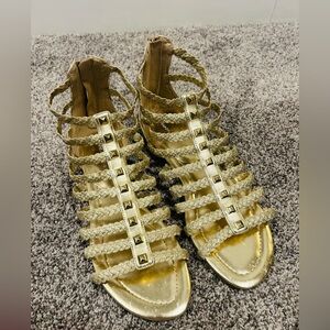 Marc Fisher Gold Pepita Sandals 10